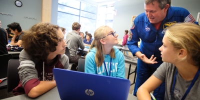 Astronaut With Students